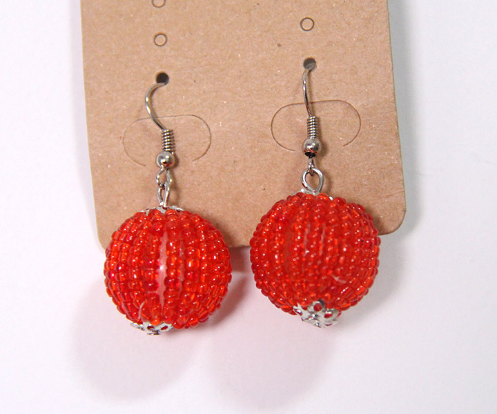 可爱红灯笼米珠耳环