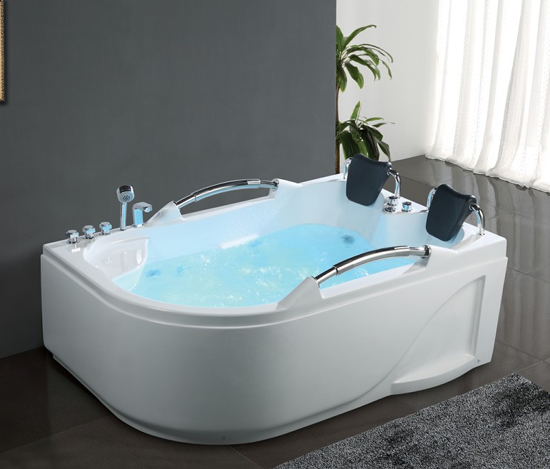 1.8米弧形白色豪华亚克力冲浪按摩浴缸双人浴盆厂可装恒温