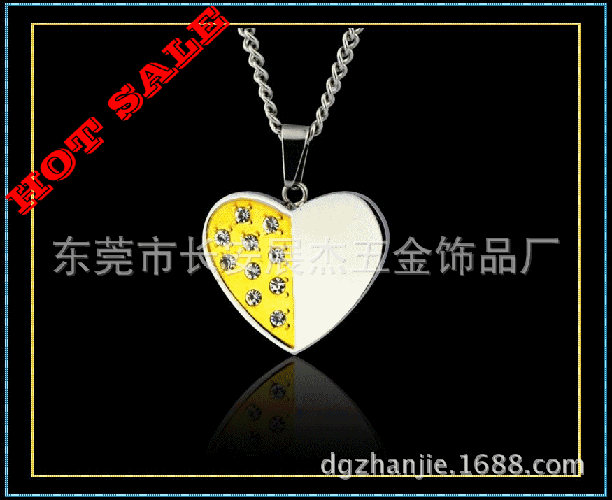 2015特供情侣心形吊坠 精典钛钢饰品吊坠 镶钻吊坠(spa-32019)
