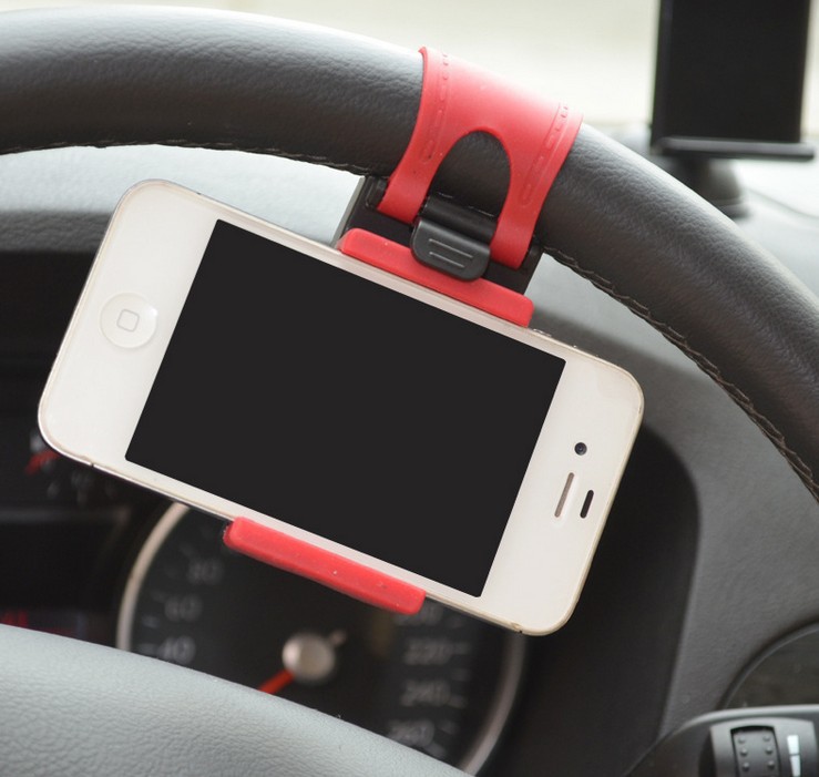 Car steering wheel mobile phone rack