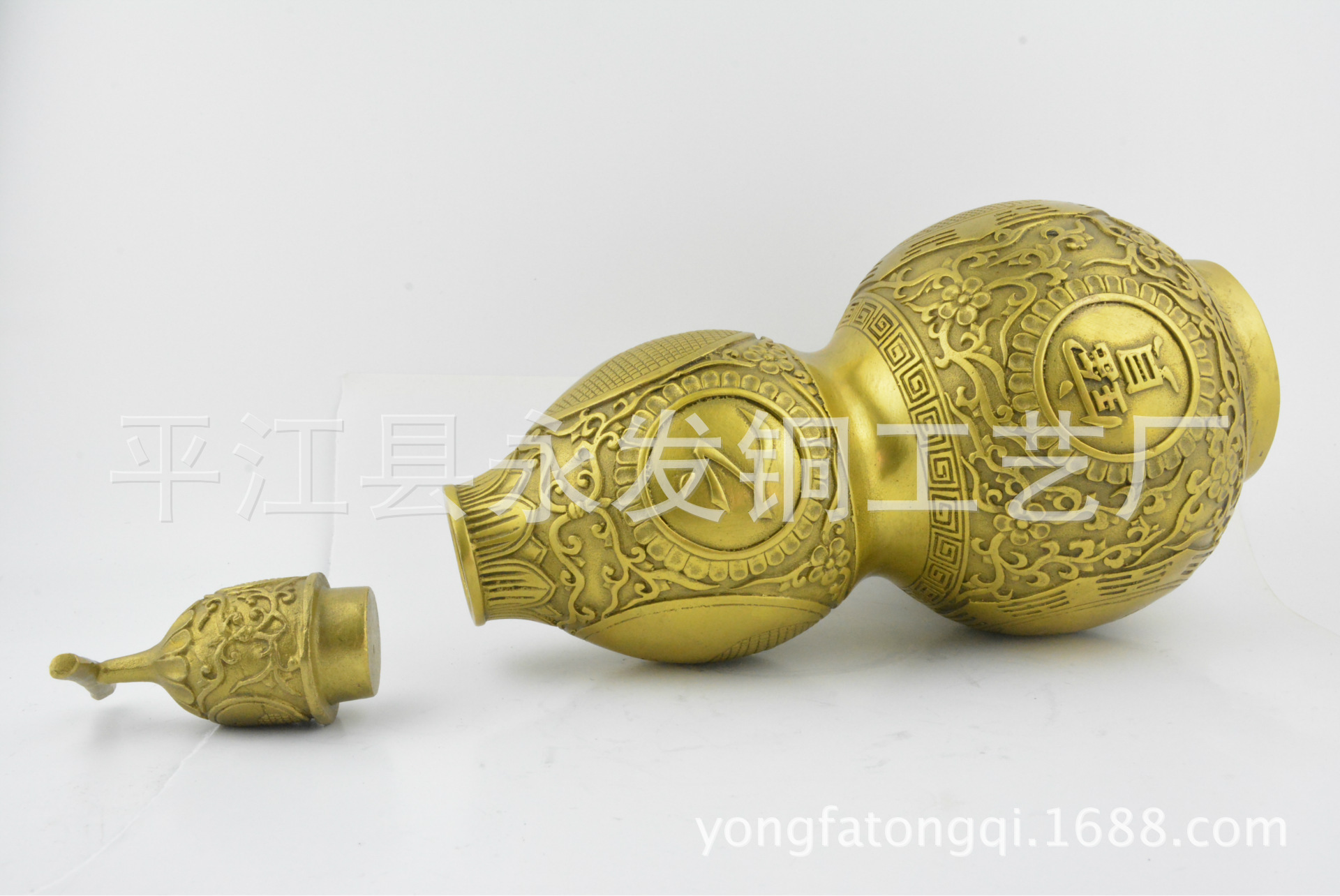 永发铜器厂家批发纯铜镇宅铜葫芦摆件铜器铜工艺品家居装饰风水玉