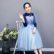 2024冬季新款童裝加絨加厚女童連衣裙女寶寶長袖禮服裙艾莎公主裙