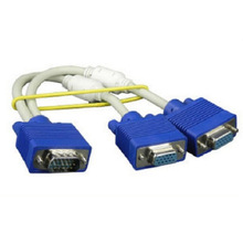 VGA一分二電腦視頻線 VGA 3+6全銅 電腦顯示雙磁環延長投影儀線
