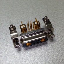 混合射頻D-SUB(7W2)彎腳母座 接觸區鍍金3U金屬殼 直銷工業連接器