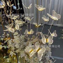 婚慶道具五頭亞克力蝴蝶發光路引地插燈婚禮現場布置發光地插燈具