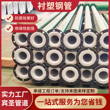 襯塑鋼管襯四氟鋼管鋼塑復合管化工用耐酸鹼腐蝕法蘭連接內襯塑管