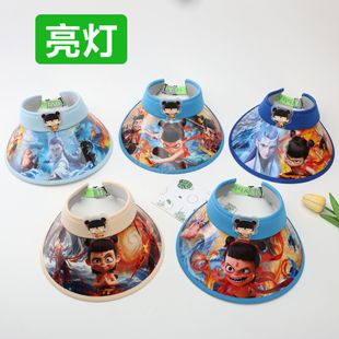 新款3D兒童空頂帽夏季大檐防曬太陽帽卡通可愛遮陽帽可卷便攜帽子