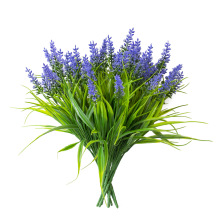 跨境人造仿真植物薰衣草春草客廳餐桌假花草裝飾戶外塑料綠植春草