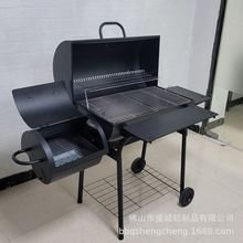 現貨雙桶木炭子母燒烤爐加大加厚美式戶外燒烤架庭院炭火爐熏烤爐