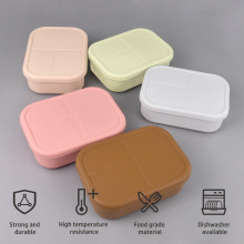 奔海達新款硅膠三格飯盒微波爐加熱硅膠便當盒保溫飯盒帶密封防漏