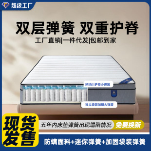 五星級酒店雙層獨立袋迷你彈簧乳膠床墊席夢思3D內膽護脊家用床墊