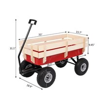 10寸充氣輪木質兒童花園工具車嬰兒推車沙灘車四輪可轉向