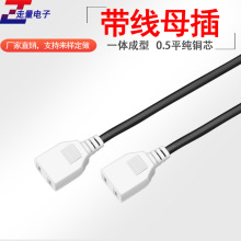 220v0.5平工業插頭二腳帶線母插頭接線電線2孔母插頭電源兩孔