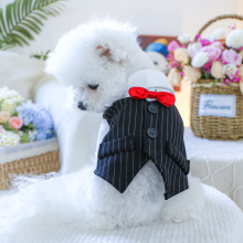 現貨跨境爆款小狗狗衣服春秋裝貓咪婚禮襯衫黑白燕尾服可牽引批發