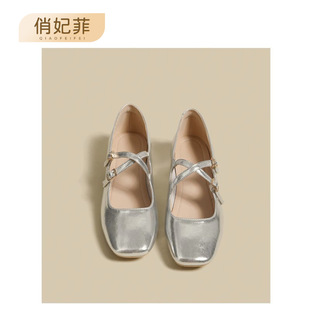 法式瑪麗珍女鞋2025新款夏季小皮鞋淺口低跟氣質爆款芭蕾銀色單鞋