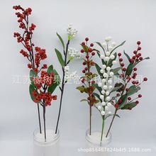 跨境新品 聖誕節紅白果插枝 商場店鋪節慶裝飾用品