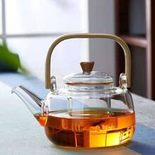 加厚竹把玻璃提梁壺電陶爐煮茶壺家用耐高溫過濾花茶壺茶具套裝