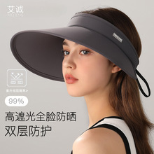 批發夏新款空頂大檐防曬帽子女士遮臉防紫外線騎車遮陽海邊太陽帽