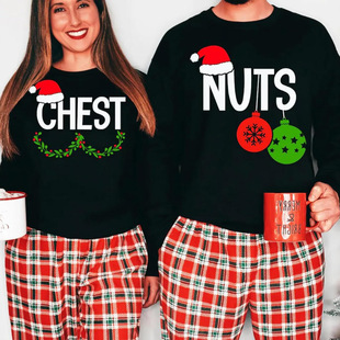 Winter New in Christmas Couples Matching Sweatshirt Chest Nu