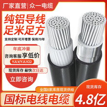 國標純鋁芯YJLV/VLV22架空1/2/3/4/5芯10平方地埋鎧裝電力電纜線