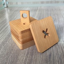胡桃色實木杯墊木制茶藝隔熱墊茶道咖啡杯墊方形馬克杯墊餐墊