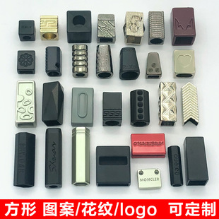 福建工廠現貨批發 黑色字母圖案國潮創意服裝帽繩方形金屬吊鍾