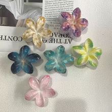甜美花朵攏發抓夾創意漸變色雞蛋花發夾少女海邊度假后腦盤發頭飾