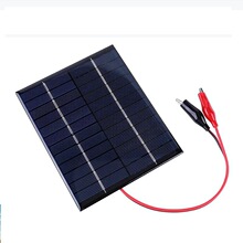 2W 12V多晶硅板 太陽能電池板 充電板 DIY太陽能滴膠板+老虎夾子