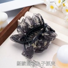 2025春季新款褶皺款氣質百搭網紗款簡約優雅丸子抓夾