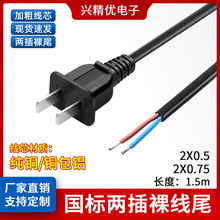 源頭工廠/3C認證國標兩插單頭/純銅電線0.75平方安規家用AC電源線
