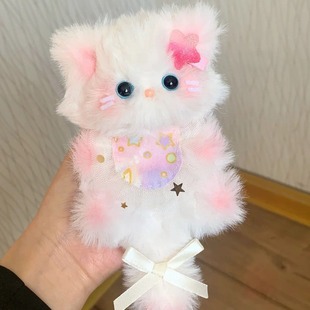 高顏值兔毛扭扭棒小貓手工編織diy材料包可愛公主小動物毛絨玩偶