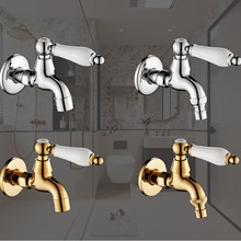 電鍍金色全銅洗衣機水龍頭單冷4分快開拖把池水嘴接頭家用水龍頭