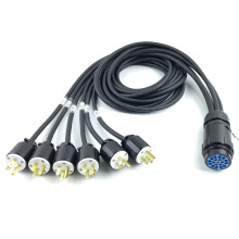 19芯散尾線 19芯母頭轉6個15A125V美規公頭電源線豬尾線3芯*2.5mm