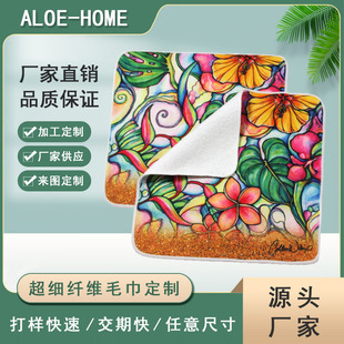 廠家定制活動宣傳禮品卡通小毛巾超細纖維全滌熱轉移數碼印花方巾