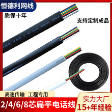 現貨批發UL20251 2芯 4芯 6芯 8芯 28AWG0.12MM扁平無氧銅電話線