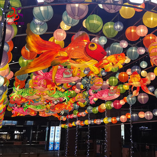 蛇年五一景區魚形燈籠國潮花燈通道套裝布置燈光節夜景造型燈亮化