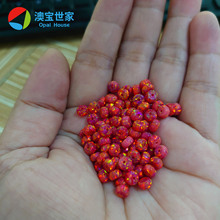澳寶世家5*3MM歐泊石小平安扣算盤珠 紅色蛋白石手鏈澳寶車輪珠