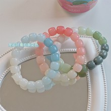 菩提手串繞指柔漸變藍色蜜桃粉色學生版手持盤文玩佛珠時尚手鏈女