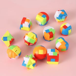 兒童益智休閑拼裝拼插解環玩具迷你孔明鎖塑料魯班鎖套裝禮品