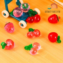 樹脂DIY仿真微縮亞克力帶吊水果 鑰匙扣掛件飾品配飾材料混裝批發