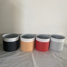 花盆小號黑色套裝鐵皮桶新中式家庭園藝條紋直身圓筒北歐簡約盆