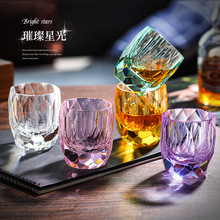 家用高顏值星芒洋酒杯威士忌杯手作亂面K9水晶玻璃江戶切子啤酒杯