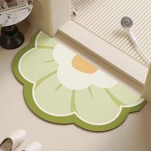 硅藻泥地墊吸水防滑衛生間浴室門口速干腳墊洗手間花朵半圓墊子