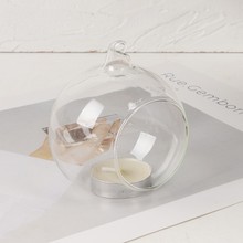 懸掛玻璃透明燭台微景觀開口球家居裝飾品旁洞球
