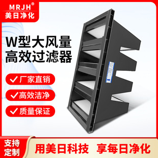 美日凈化廠家W型高效過濾器大風量密褶式 組合式塑框亞高效過濾器