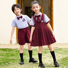 幼兒園園服夏季短袖套裝小學生校服學院風兒童班服團體合唱演出服
