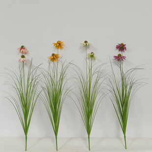批發塑料花束仿真松果菊假花蘆葦洋蔥草配件家居插花擺件仿真花