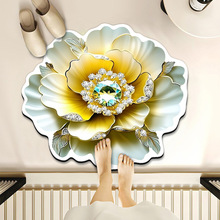 3D立體花卉異形防滑墊浴室門口速干吸水腳墊浴缸邊硅藻泥耐臟地墊