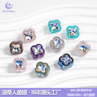 海蒂加5顆冰美人幸運四葉草鋯石水晶串珠散珠手工DIY手鏈飾品配件