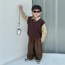 男寶學院風套裝男童韓系穿搭2025新款春秋款兒童三件套秋裝潮童裝